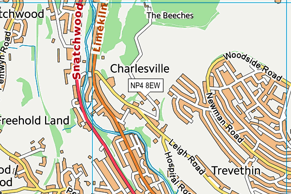 NP4 8EW map - OS VectorMap District (Ordnance Survey) NP4 8EW map - OS VectorMap District (Ordnance Survey)