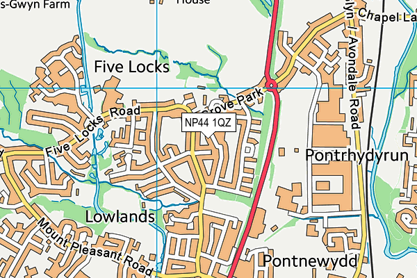 NP44 1QZ map - OS VectorMap District (Ordnance Survey)
