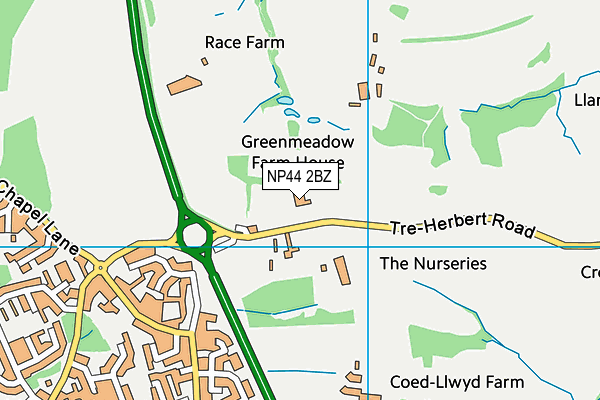 NP44 2BZ map - OS VectorMap District (Ordnance Survey) NP44 2BZ map - OS VectorMap District (Ordnance Survey)