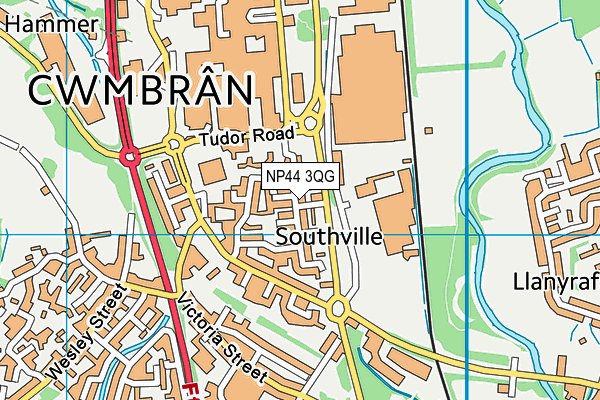 NP44 3QG map - OS VectorMap District (Ordnance Survey) NP44 3QG map - OS VectorMap District (Ordnance Survey)