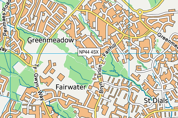 NP44 4SX map - OS VectorMap District (Ordnance Survey) NP44 4SX map - OS VectorMap District (Ordnance Survey)