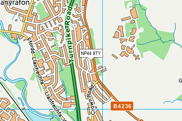 NP44 8TY map - OS VectorMap District (Ordnance Survey) NP44 8TY map - OS VectorMap District (Ordnance Survey)