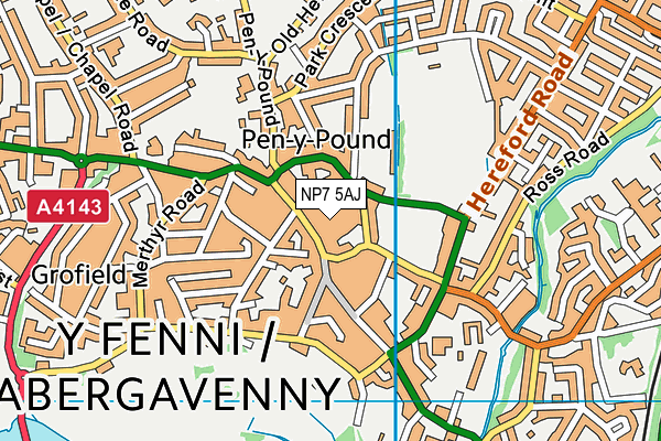 NP7 5AJ map - OS VectorMap District (Ordnance Survey) NP7 5AJ map - OS VectorMap District (Ordnance Survey)