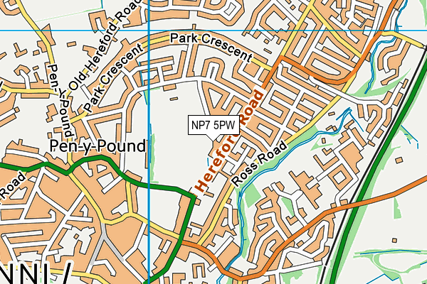 NP7 5PW map - OS VectorMap District (Ordnance Survey) NP7 5PW map - OS VectorMap District (Ordnance Survey)