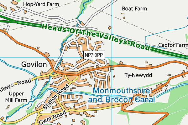 NP7 9PP map - OS VectorMap District (Ordnance Survey) NP7 9PP map - OS VectorMap District (Ordnance Survey)