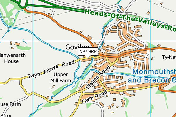 NP7 9RP map - OS VectorMap District (Ordnance Survey) NP7 9RP map - OS VectorMap District (Ordnance Survey)