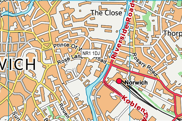 NR1 1DJ map - OS VectorMap District (Ordnance Survey)