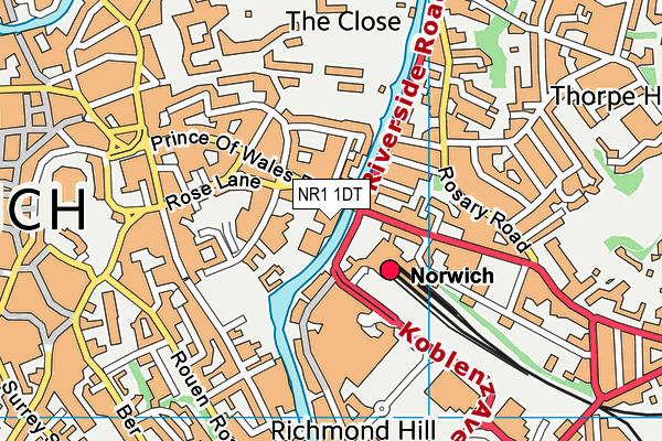 NR1 1DT map - OS VectorMap District (Ordnance Survey)