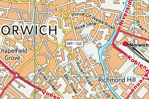 NR1 1QZ map - OS VectorMap District (Ordnance Survey)
