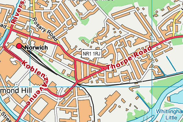 NR1 1RJ map - OS VectorMap District (Ordnance Survey)