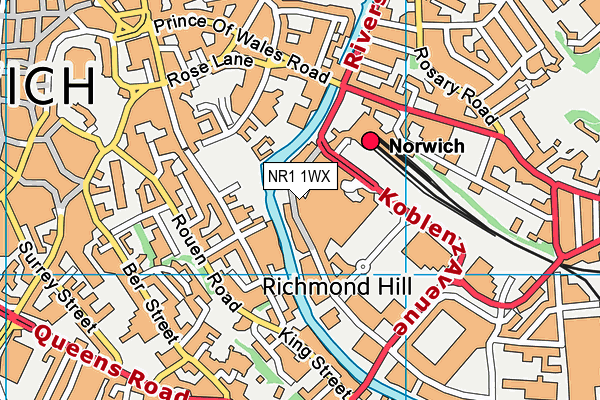 NR1 1WX map - OS VectorMap District (Ordnance Survey)