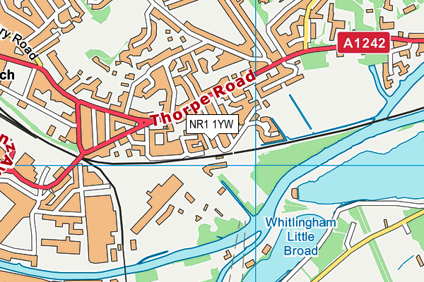 NR1 1YW map - OS VectorMap District (Ordnance Survey)