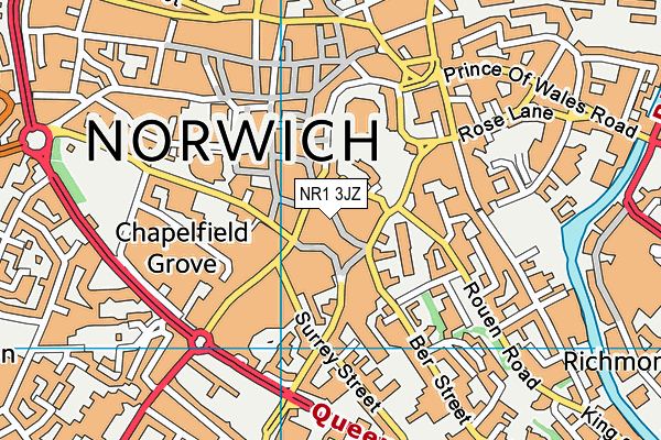 NR1 3JZ map - OS VectorMap District (Ordnance Survey)