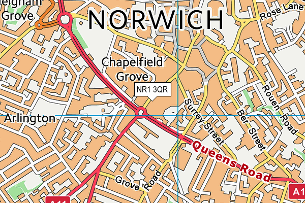 NR1 3QR map - OS VectorMap District (Ordnance Survey) NR1 3QR map - OS VectorMap District (Ordnance Survey)