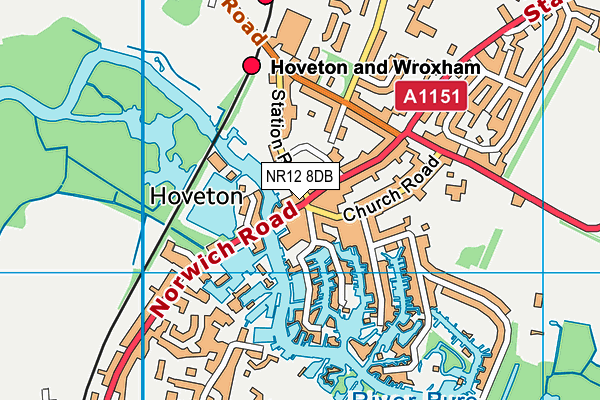 NR12 8DB map - OS VectorMap District (Ordnance Survey) NR12 8DB map - OS VectorMap District (Ordnance Survey)