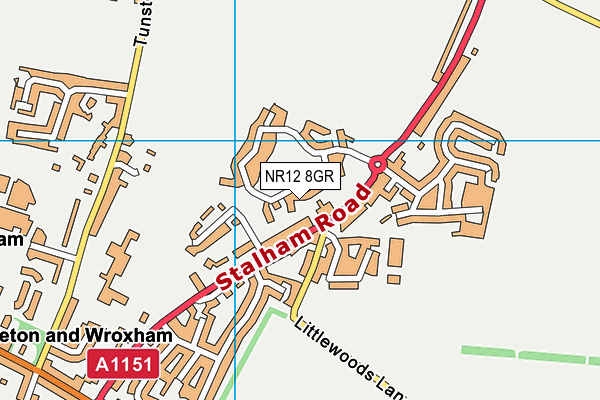 NR12 8GR map - OS VectorMap District (Ordnance Survey) NR12 8GR map - OS VectorMap District (Ordnance Survey)
