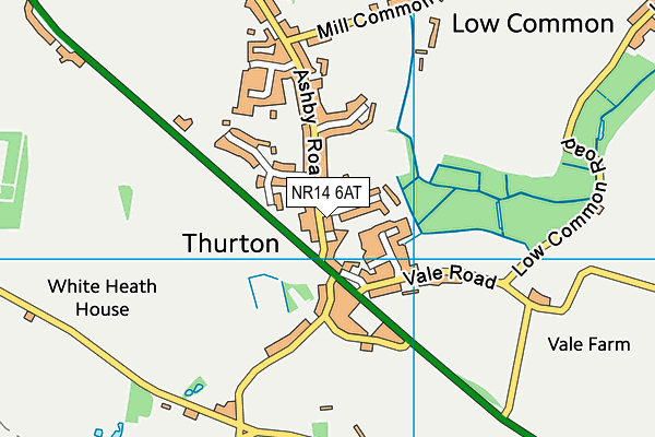 NR14 6AT map - OS VectorMap District (Ordnance Survey)