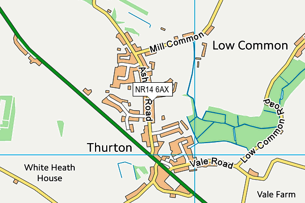 NR14 6AX map - OS VectorMap District (Ordnance Survey)