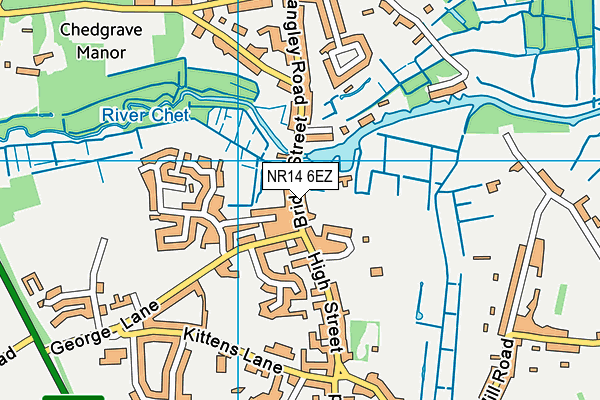 NR14 6EZ map - OS VectorMap District (Ordnance Survey)