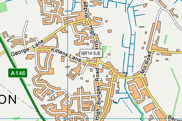 NR14 6JE map - OS VectorMap District (Ordnance Survey) NR14 6JE map - OS VectorMap District (Ordnance Survey)