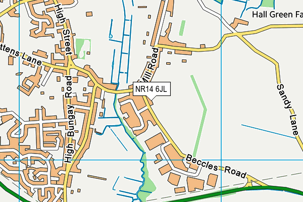 NR14 6JL map - OS VectorMap District (Ordnance Survey) NR14 6JL map - OS VectorMap District (Ordnance Survey)