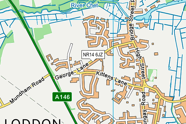 NR14 6JZ map - OS VectorMap District (Ordnance Survey)