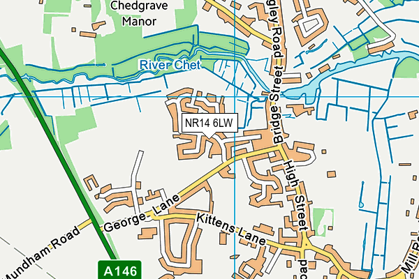 NR14 6LW map - OS VectorMap District (Ordnance Survey)