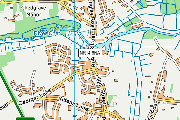NR14 6NA map - OS VectorMap District (Ordnance Survey)