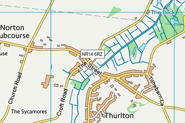 NR14 6RZ map - OS VectorMap District (Ordnance Survey)