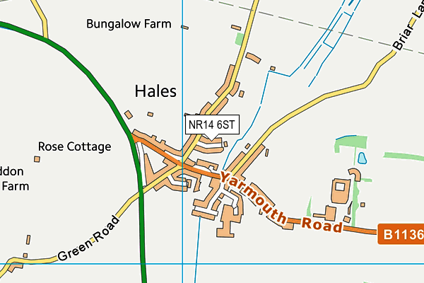 NR14 6ST map - OS VectorMap District (Ordnance Survey) NR14 6ST map - OS VectorMap District (Ordnance Survey)