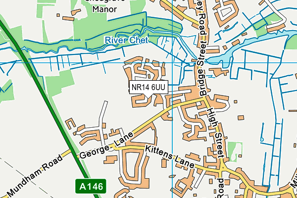 NR14 6UU map - OS VectorMap District (Ordnance Survey)