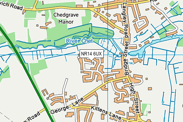 NR14 6UX map - OS VectorMap District (Ordnance Survey)