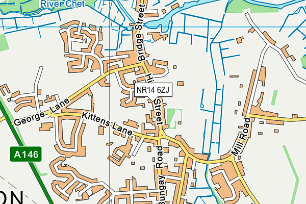NR14 6ZJ map - OS VectorMap District (Ordnance Survey) NR14 6ZJ map - OS VectorMap District (Ordnance Survey)