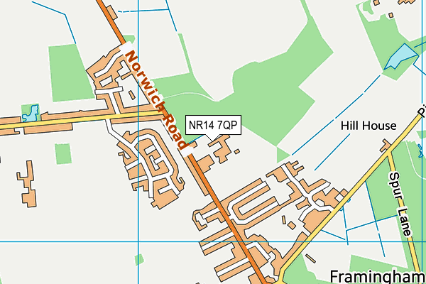 NR14 7QP map - OS VectorMap District (Ordnance Survey)