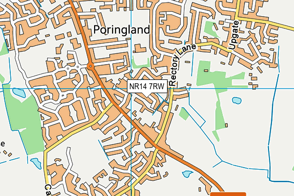 NR14 7RW map - OS VectorMap District (Ordnance Survey)