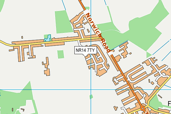 NR14 7TY map - OS VectorMap District (Ordnance Survey) NR14 7TY map - OS VectorMap District (Ordnance Survey)