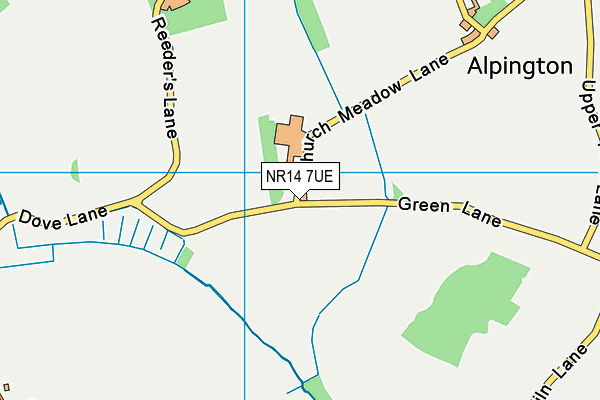 NR14 7UE map - OS VectorMap District (Ordnance Survey) NR14 7UE map - OS VectorMap District (Ordnance Survey)