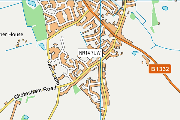 NR14 7UW map - OS VectorMap District (Ordnance Survey) NR14 7UW map - OS VectorMap District (Ordnance Survey)