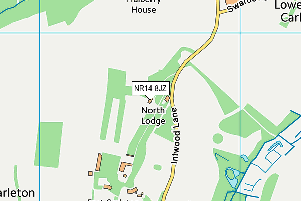 NR14 8JZ map - OS VectorMap District (Ordnance Survey)