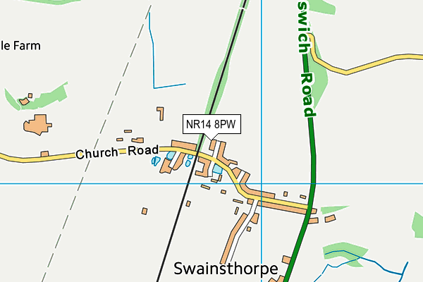 NR14 8PW map - OS VectorMap District (Ordnance Survey)