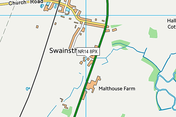 NR14 8PX map - OS VectorMap District (Ordnance Survey)