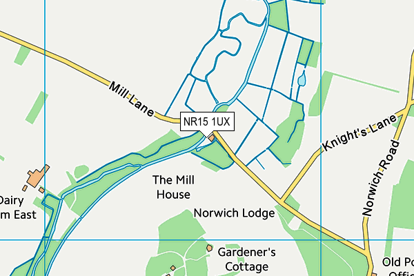 NR15 1UX map - OS VectorMap District (Ordnance Survey)