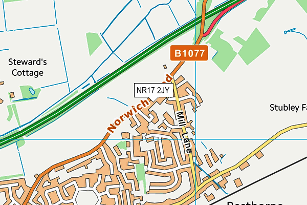 NR17 2JY map - OS VectorMap District (Ordnance Survey) NR17 2JY map - OS VectorMap District (Ordnance Survey)
