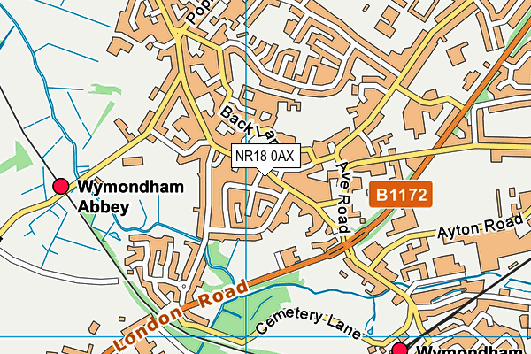NR18 0AX map - OS VectorMap District (Ordnance Survey) NR18 0AX map - OS VectorMap District (Ordnance Survey)