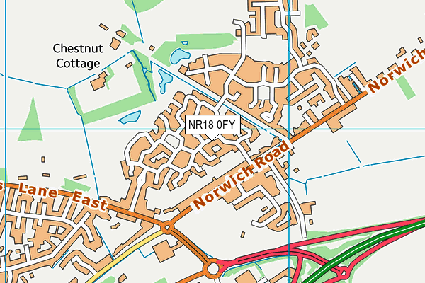 NR18 0FY map - OS VectorMap District (Ordnance Survey) NR18 0FY map - OS VectorMap District (Ordnance Survey)