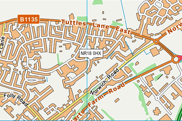 NR18 0HX map - OS VectorMap District (Ordnance Survey) NR18 0HX map - OS VectorMap District (Ordnance Survey)