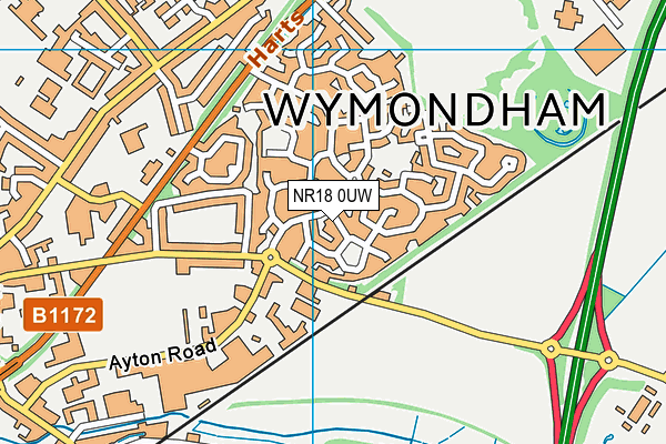 NR18 0UW map - OS VectorMap District (Ordnance Survey) NR18 0UW map - OS VectorMap District (Ordnance Survey)