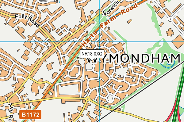 NR18 0XQ map - OS VectorMap District (Ordnance Survey) NR18 0XQ map - OS VectorMap District (Ordnance Survey)