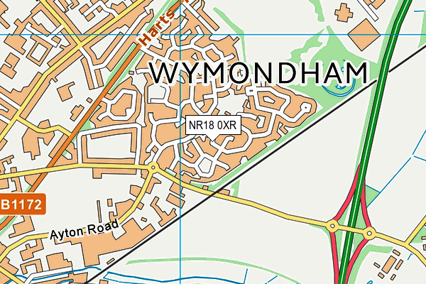 NR18 0XR map - OS VectorMap District (Ordnance Survey)