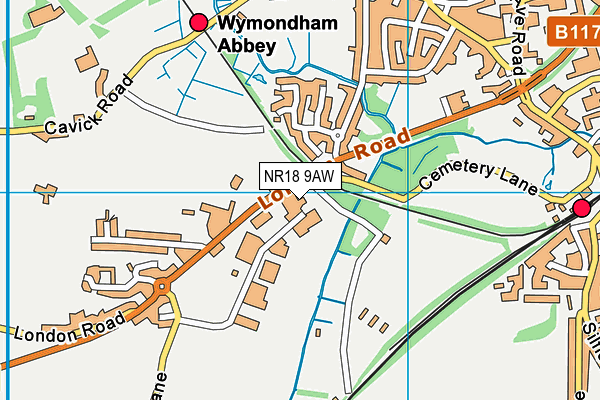 NR18 9AW map - OS VectorMap District (Ordnance Survey) NR18 9AW map - OS VectorMap District (Ordnance Survey)
